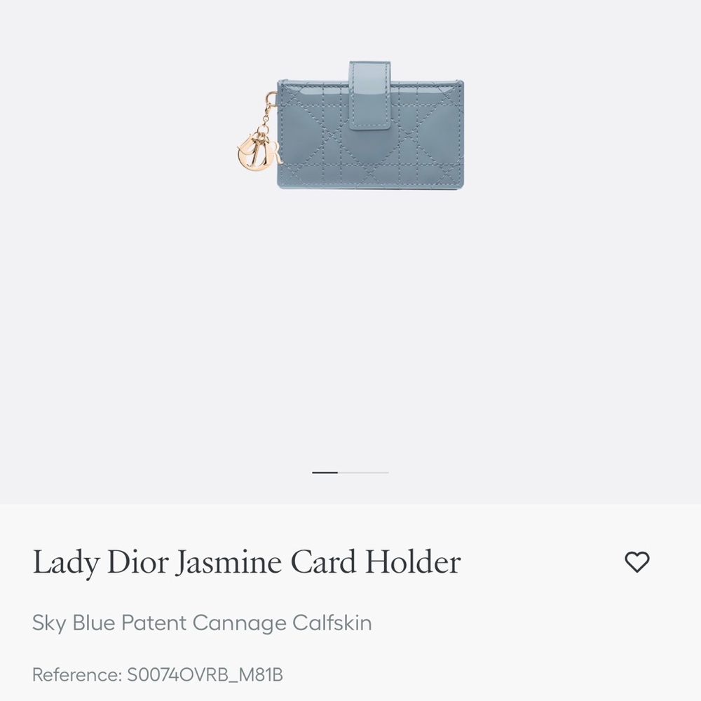 Lady Dior Jasmine Card Holder in Sky Blue Patent Cannage Calfskin